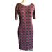 Lularoe Dresses | New Lularoe Floral Print Short Sleeve Midi Bodycon Dress Casual Soft Sz L | Color: Brown/Red | Size: L