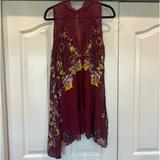 Free People Dresses | Free People High Neck Lace Dress With Asymmetrical Hemline | Color: Purple/Red | Size: M