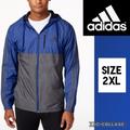 Adidas Jackets & Coats | Adidas Mens Jacket Woven Windbreaker Ay7436 Essentials Blue Black 3 Stripe 2xl | Color: Blue | Size: Xxl