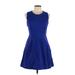 Madewell Casual Dress - Mini Crew Neck Sleeveless: Blue Solid Dresses - Women's Size 10