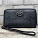 Coach Bags | Coach Wristlet Black Leather With Logo Design With Full Zipper Closure | Color: Black/Gray | Size: Os
