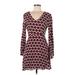 Lulus Casual Dress - Mini V-Neck Long sleeves: Burgundy Dresses - Women's Size Medium