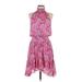 A.L.C. Cocktail Dress - A-Line High Neck Sleeveless: Pink Paisley Dresses - Women's Size 8 - Paisley Wash