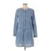 Soft Joie Casual Dress - DropWaist High Neck 3/4 sleeves: Blue Print Dresses - Women's Size Medium