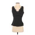 Ann Taylor LOFT Sleeveless Silk Top Black Polka Dots Plunge Tops - Women's Size 4