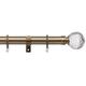 UNIVERSAL The Poles Company 28mm Curtain Pole Set with Crack Glass Finials, Wall Fix Brackets and Curtain Rings | 240cm | Antique Brass Colour