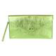 Girly Handbags Womens Italian Suede Leather Envelope Clutch Large Metallic Light Green