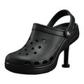Pride of Woman Holes in Women's High-Heeled Slippers Clogs, Adult Heel Classic Clog Footwear, Black, 10.5