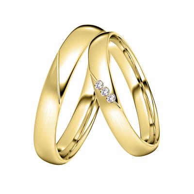 Trauring DOOSTI "Schmuck Geschenk Silber 925 Trauring Ehering Partnerring LIEBE" Gr. 56, gold (gelbgoldfarben, kristallweiß), Fingerringe, 56,mit Zirkonia, Silber 925 (Sterlingsilber), 3,5mm, wahlweise mit oder ohne Zirkonia Image