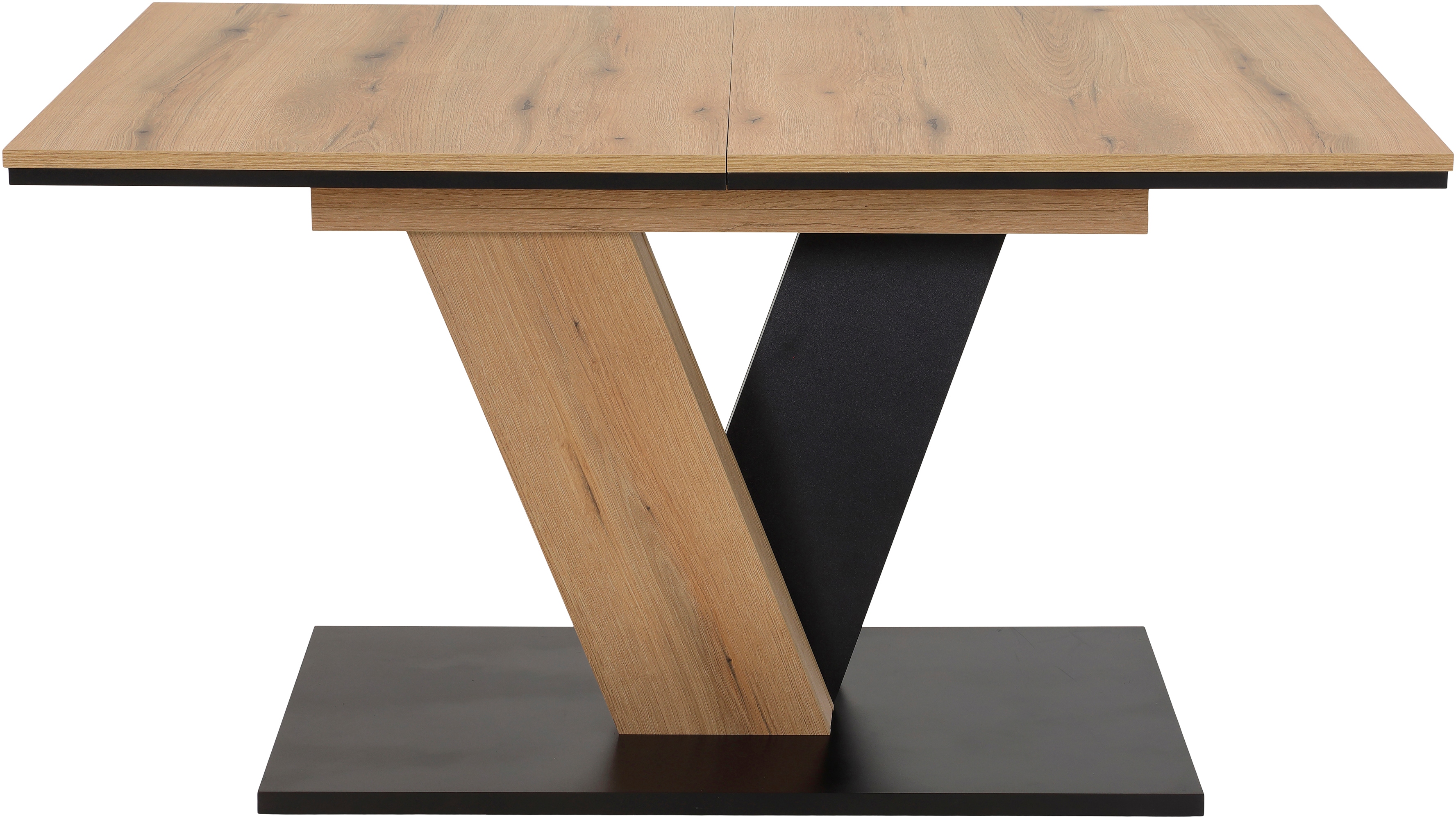 Säulen-Esstisch HELA "LUCY", braun (evoke eiche, schwarz, evoke eiche, schwarz, evoke eiche, schwarz), B:140cm H:76cm T:90cm, Tische, ausziehbar