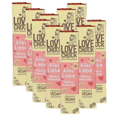 Lovechock Alles Liebe Hibiskus Kakaonibs x10 10x40 g Schokolade Image