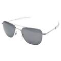 AO Original Pilot Sunglasses Bayonet Silver Frame True Color Gray Glass Lens 57mm OP-257BTCLGYG