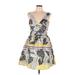 H&M Casual Dress - Mini V-Neck Sleeveless: Yellow Floral Dresses - Women's Size 12