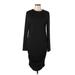 Shein Casual Dress - Midi High Neck Long sleeves: Black Print Dresses - Women's Size 12