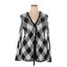Croft & Barrow Cardigan Sweater: Black Checkered/Gingham Sweaters & Sweatshirts - Women's Size X-Large