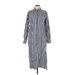 Steve Madden Casual Dress - Shirtdress: Blue Stripes Dresses - Women's Size Large