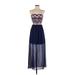 Xhilaration Cocktail Dress - A-Line Open Neckline Strapless: Blue Chevron Dresses - Women's Size X-Small