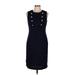 Karl Lagerfeld Paris Cocktail Dress - Sheath High Neck Sleeveless: Blue Print Dresses - Women's Size 6