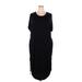 Lane Bryant Casual Dress - Shift Scoop Neck Short sleeves: Black Solid Dresses - Women's Size 18 Plus