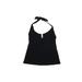 Lands' End Swimsuit Top Black Print Halter Swimwear - Women's Size 4