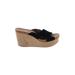 Splendid Wedges: Slide Platform Bohemian Black Solid Shoes - Women's Size 7 - Open Toe