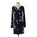 Nine Britton Cocktail Dress: Blue Floral Motif Dresses - Women's Size Small