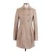 Ann Taylor LOFT Wool Coat: Mid-Length Tan Print Jackets & Outerwear - Women's Size 0
