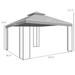 Outsunny 10' x 12' Patio Gazebo with Corner Frame Shelves, Double Roof Outdoor Gazebo Canopy Shelter with Netting