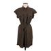 Express Casual Dress - Shirtdress Collared Short sleeves: Brown Print Dresses - Women's Size Medium