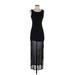 Charlotte Russe Casual Dress Scoop Neck Sleeveless: Black Solid Dresses - Women's Size Small