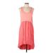 Left of Center Casual Dress - High/Low: Pink Solid Dresses - Women's Size Large Petite