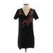 Zara W&B Collection Casual Dress - Shift V-Neck Short sleeves: Black Dresses - Women's Size Small