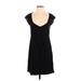 James Perse Casual Dress - Mini V-Neck Short sleeves: Black Solid Dresses - Women's Size Small