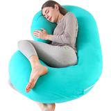 Pregnancy Pillow, C Shaped Full Body Pillow 52", Maternity Pillow Support for Back, Legs, Neck (Lakeblue) - Lake Blue
