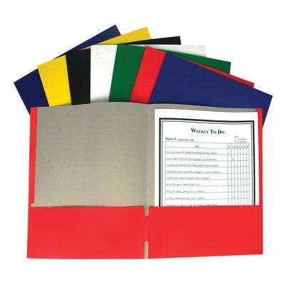C-Line 2-Pocket Recycled Portfolio without Prongs, Assorted Colors, Set of 100
