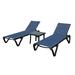 Navy Blue Chaise Lounge Chair Poolside Reclining Chair with Side Table