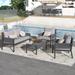 Outdoor Patio 4-Piece Conversation Set with Weave Ergonomically Loveseat, Balcony Dining Set with Removable Cushion