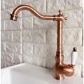 Robinets de lavabo en cuivre rouge Antique robinet mitigeur à trou unique/poignée robinet d'évier