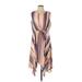 DressBarn Casual Dress - A-Line Plunge Sleeveless: Tan Print Dresses - Women's Size 12