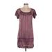 Tommy Hilfiger Casual Dress - Shift Scoop Neck Short sleeves: Purple Print Dresses - Women's Size Medium