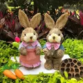 Figurines de Lapin de Pâques en Paille de 35cm Décoration de Maison Jardin Ornement de Mariage