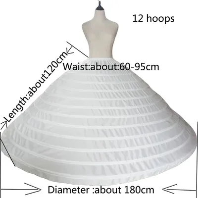Jupon Crinoline pour Robe de Mariée Accessoire pour Grand Bal 12 Cerceaux de Diamètre 180 cm pour