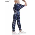 Leggings Fitness YSDNCHI vendita calda Leggings stampati in pietra bianca blu donna moda palestra