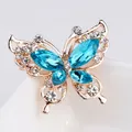 Color Butterfly Shape Brooch New Fashion Beauty Women Gold Zinc Alloy Crystal Exquisite Flower