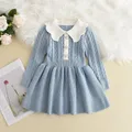 Baby Winter Girls Knitting Wool Puff Long Sleeve Dress Autumn Party Girl Baby Ruffle Knitted