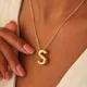 Bubble 26 Letters Pendant Necklace for Women Gold Plated Minimalist 3D Balloon Initial Name Necklace