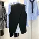 2023 Suit Vest Women V-neck Slit Fashion Vintage Casual Korean Sleeveless Jacket Loose No Buckle