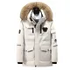 Winter Mens Down Jacket 90% White Duck Down Parkas Coat Mid-length Fur Collar -30 Degree Keep Warm