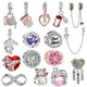 925 Sterling Silver Family Love Heart Lucky Cat Charms Beads Cat Love Heart Bead Fit Original