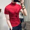 Korean Clothing Streetwear New Fashion Solid Color Men's Solid Undertale Turtleneck Short Sleeve